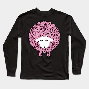 Cute Pink Leopard Print Lamb Funny Graphic For Women, Teens, Girls & Kids Long Sleeve T-Shirt